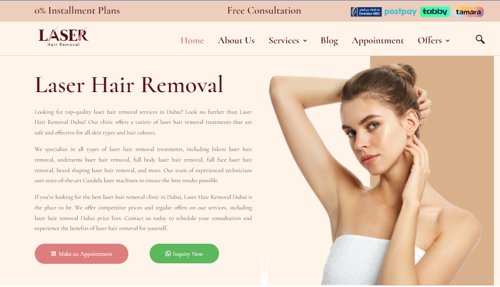 Laser Hair Removal Website- Ads Spiders