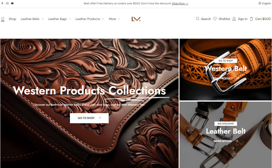 Handmade Customized Leather Products Website- Ads Spiders